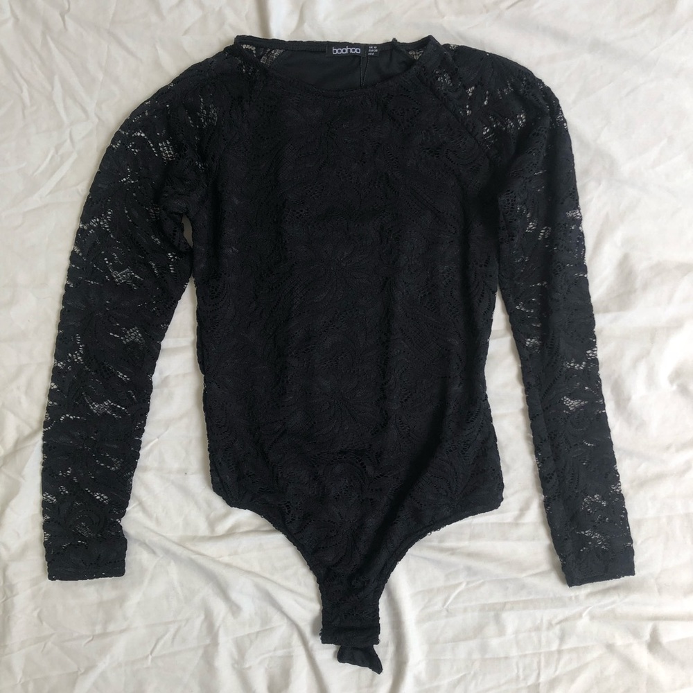 NWT Boohoo Black Lace Bodysuit